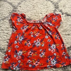 Old Navy Red Floral Blouse